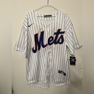 Nike White and Blue Pinstripe Jersey